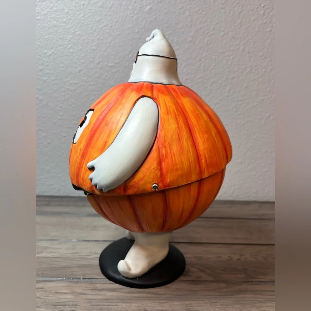 Department 56 Flip Top Ghost in Pumpkin Costume Candy‎ Dish NEW 2002 W/Box